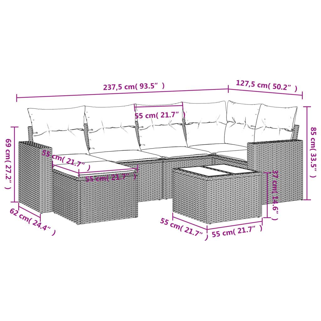 Vidaxl - Salon de jardin avec coussins 7 pcs gris résine tressée vidaXL 3251607 - Image 3