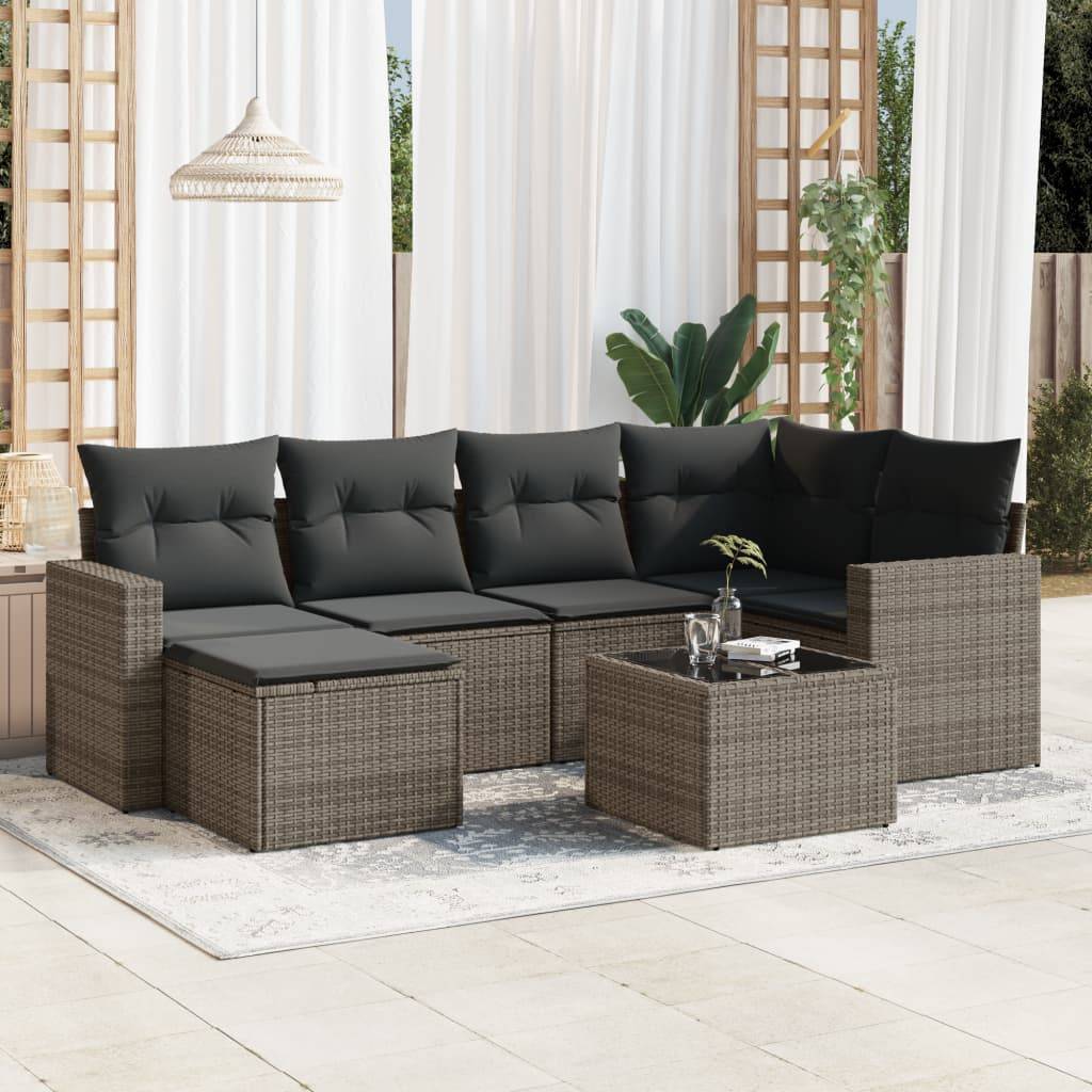 Vidaxl - Salon de jardin avec coussins 7 pcs gris résine tressée vidaXL 3251607