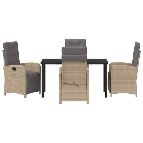 ComfortXL - Table et Chaises de Jardin Repas Résine Tressée pour 4 Personnes Dossiers Inclinables Beige 5 pcs – ComfortXL Outdoor Living - Image 7