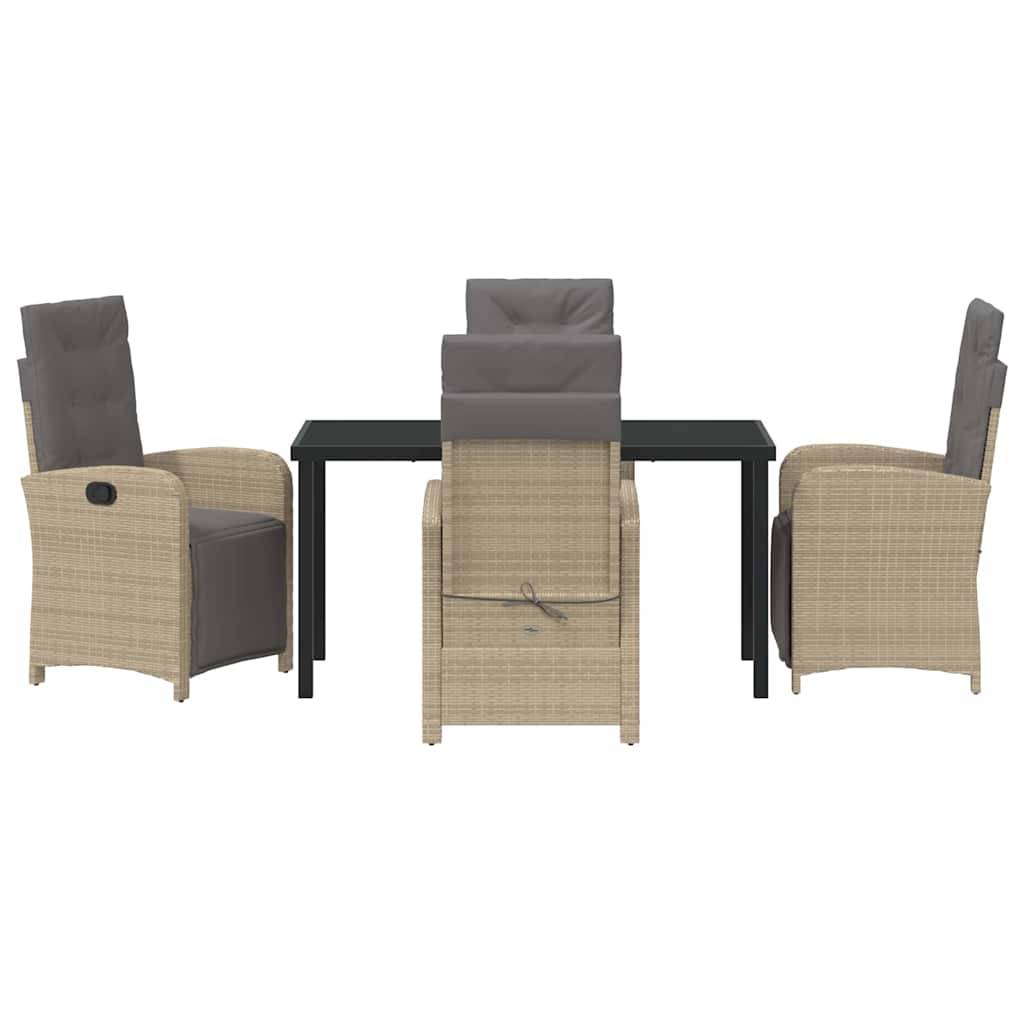 ComfortXL - Table et Chaises de Jardin Repas Résine Tressée pour 4 Personnes Dossiers Inclinables Beige 5 pcs – ComfortXL Outdoor Living - Image 7