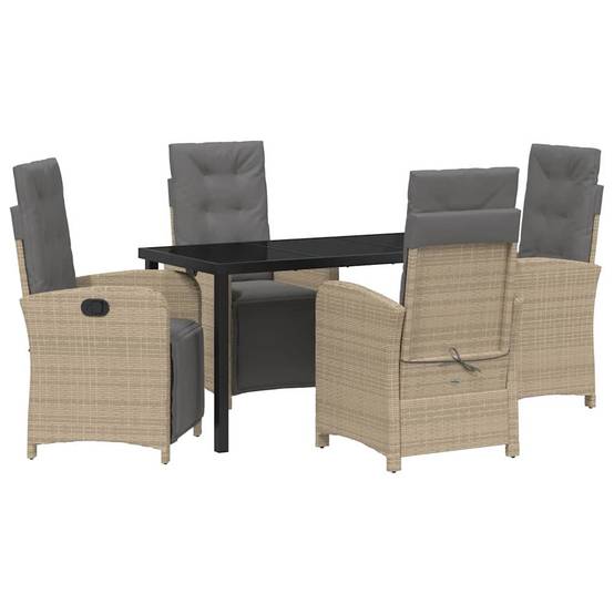 ComfortXL - Table et Chaises de Jardin Repas Résine Tressée pour 4 Personnes Dossiers Inclinables Beige 5 pcs – ComfortXL Outdoor Living - Image 2
