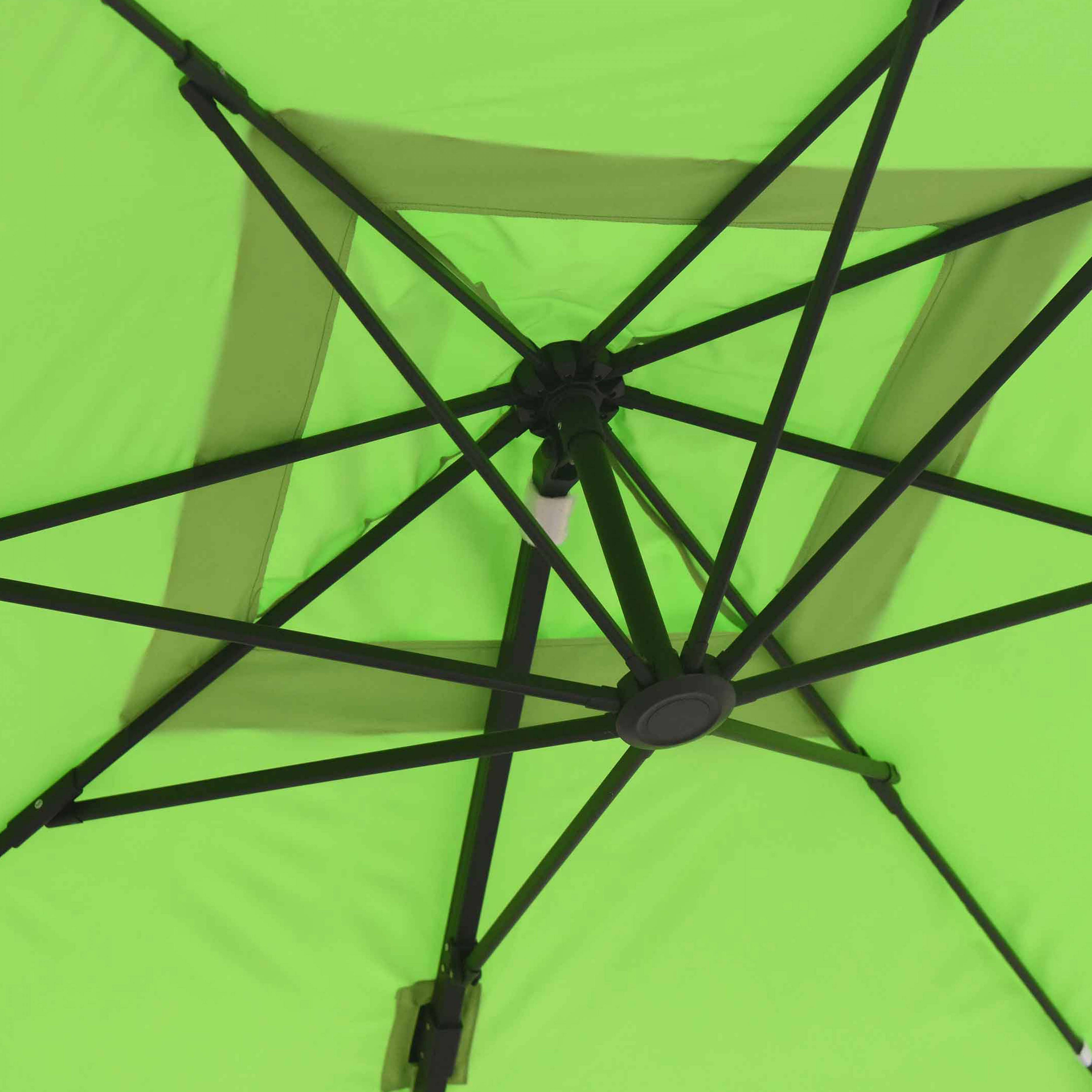 Oviala - Parasol déporté inclinable rotatif 3x3m et 4 dalles à remplir alu vert Malaga - Oviala - Image 6