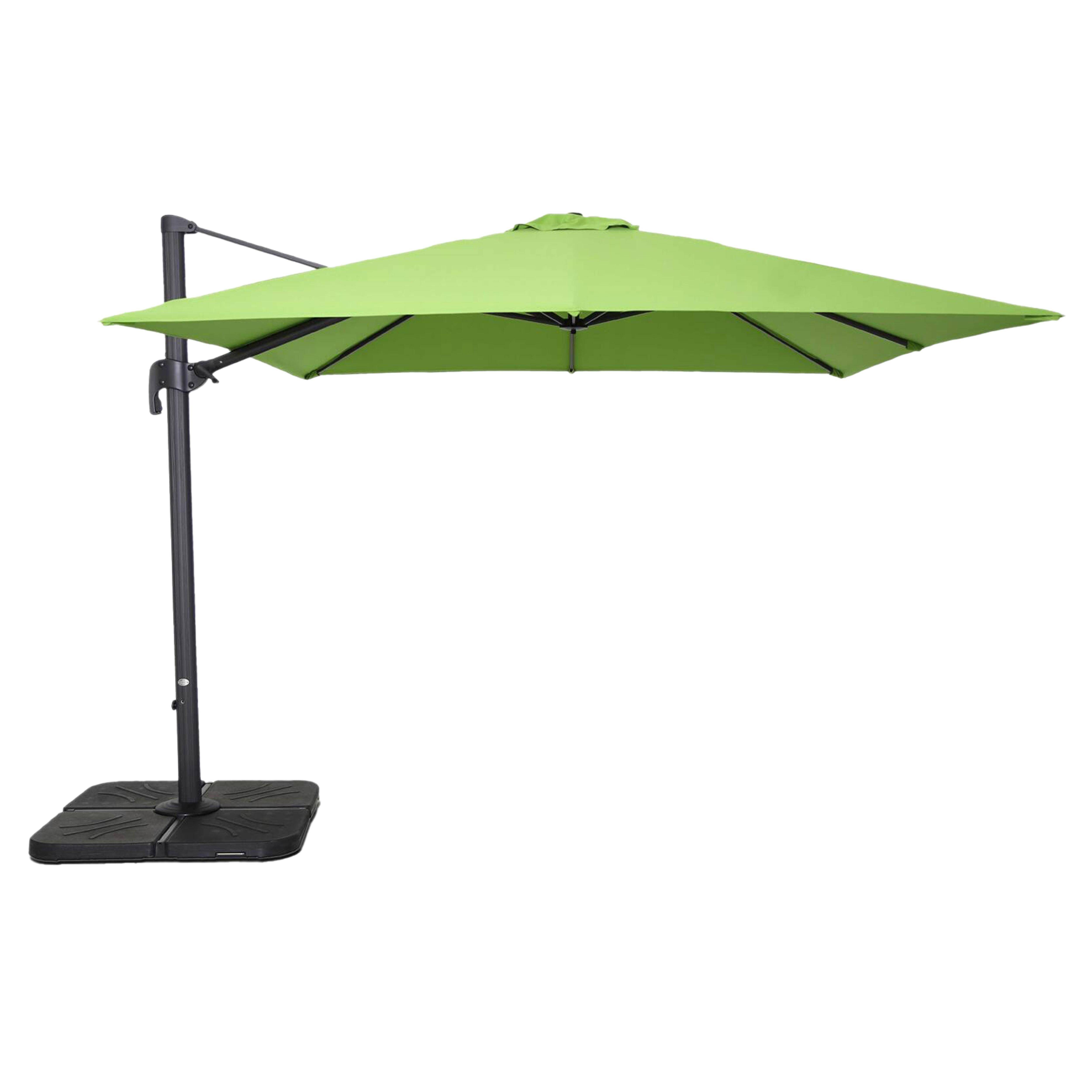 Oviala - Parasol déporté inclinable rotatif 3x3m et 4 dalles à remplir alu vert Malaga - Oviala - Image 1