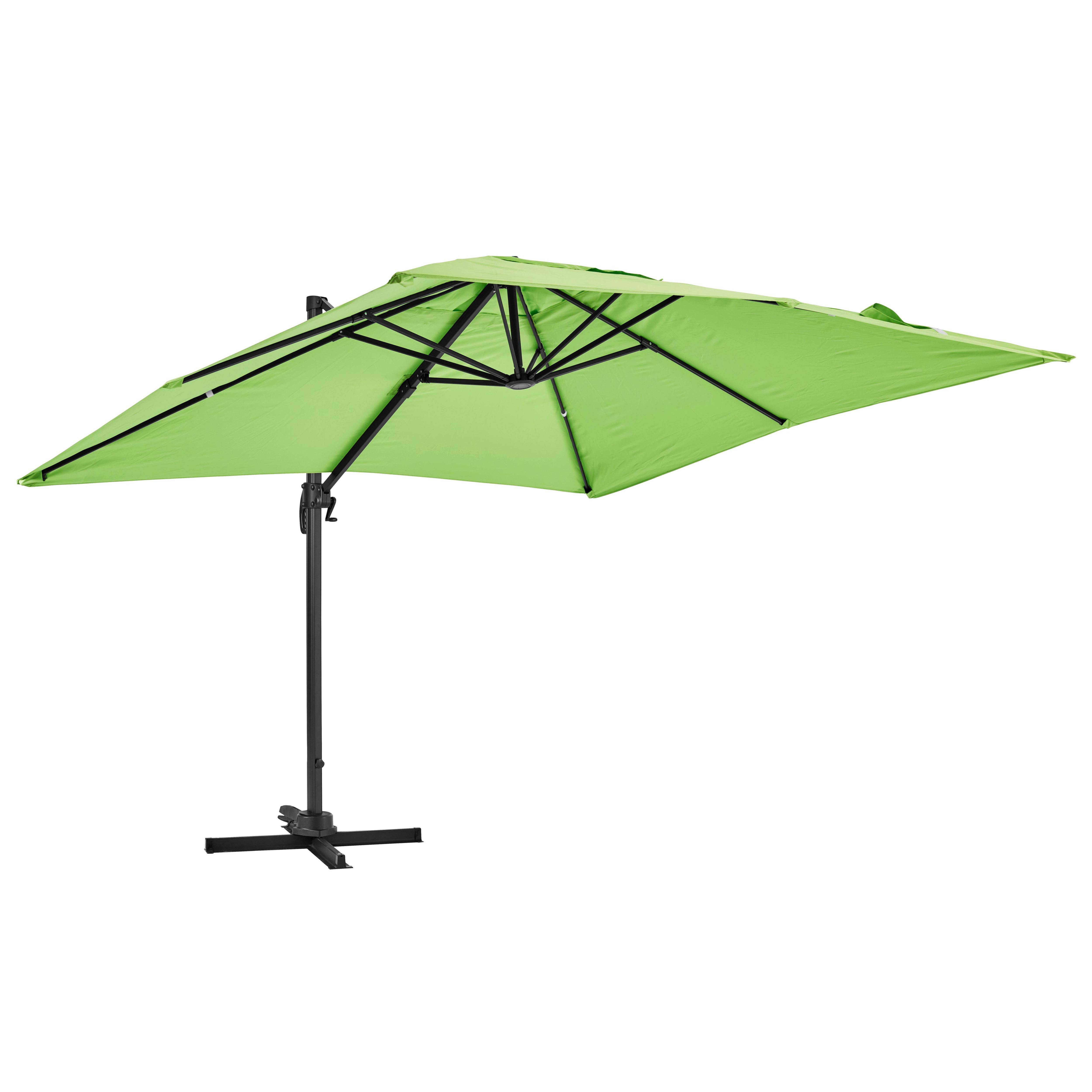 Oviala - Parasol déporté inclinable rotatif 3x3m et 4 dalles à remplir alu vert Malaga - Oviala - Image 3