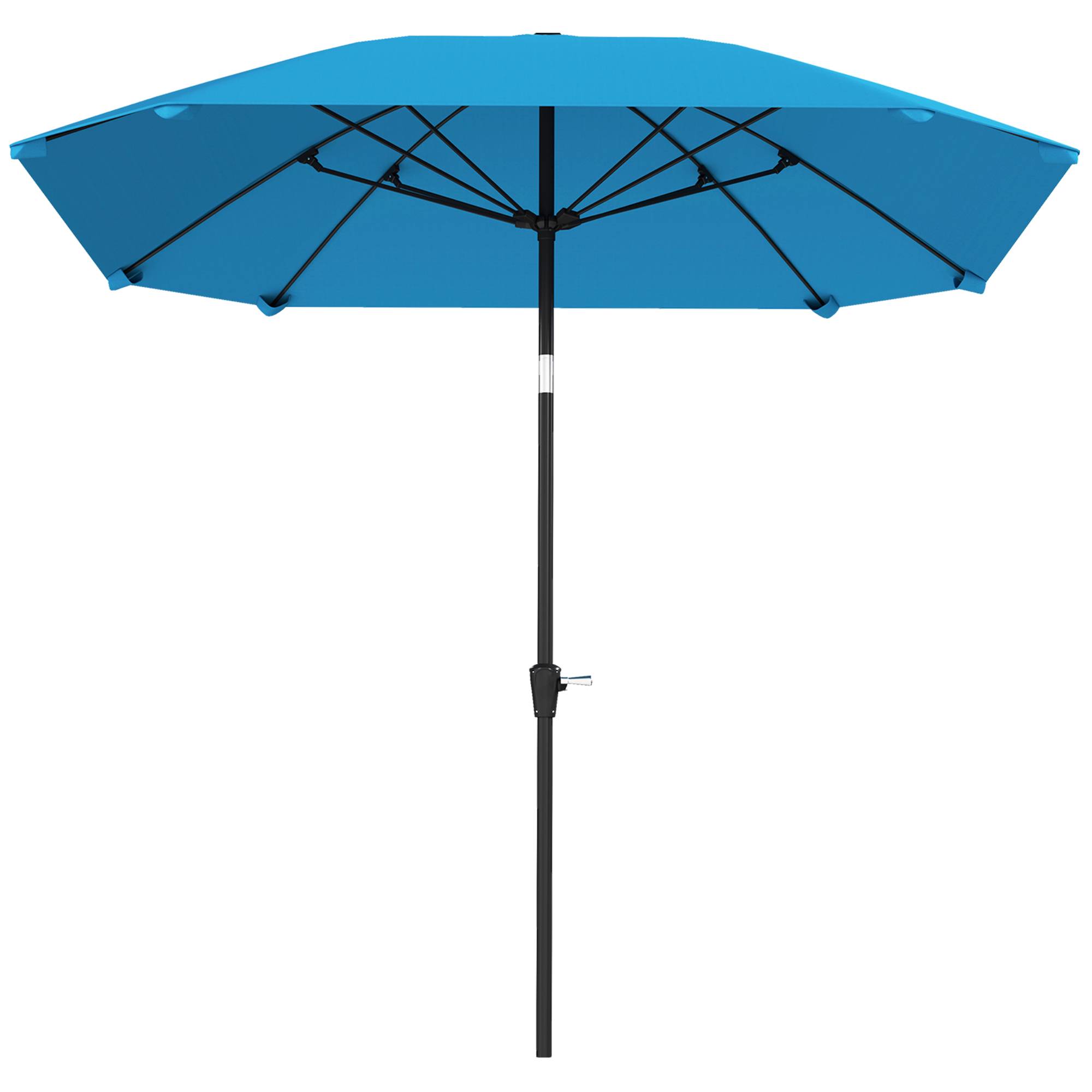 Parasol de jardin 233 x 233 cm, angle réglable, étanche, mât en aluminium, baleines en fibre de verre, manivelle, bleu - Image 2