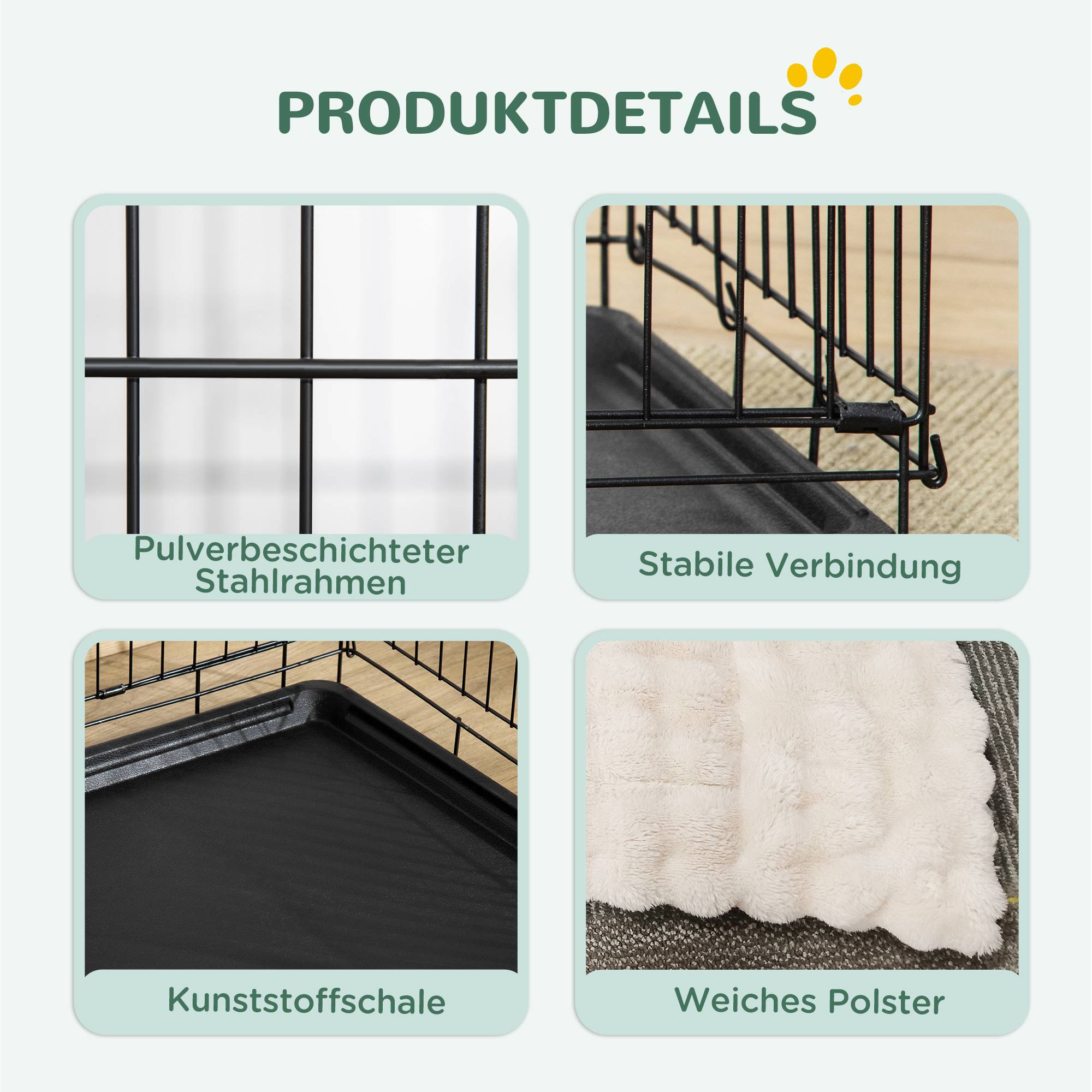 ComfortXL - Cage pliable pour petit chien avec coussin polyester 75 x 48,5 x 53 cm noire transport double porte sécurisée - Image 4