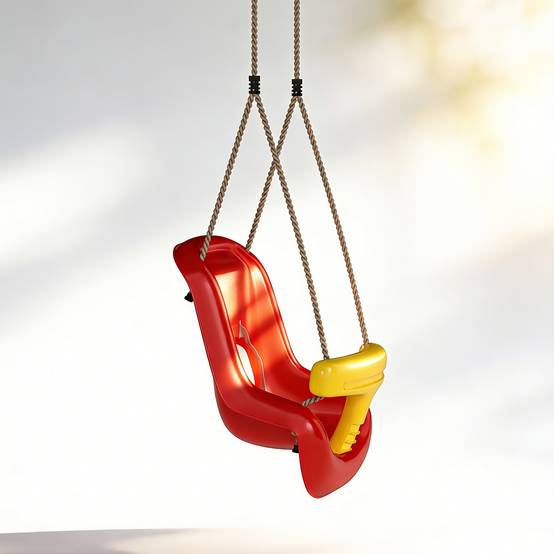 Balançoire rouge cordes modulables dossier haut barrière T sécurité intérieur et extérieur - Image 10