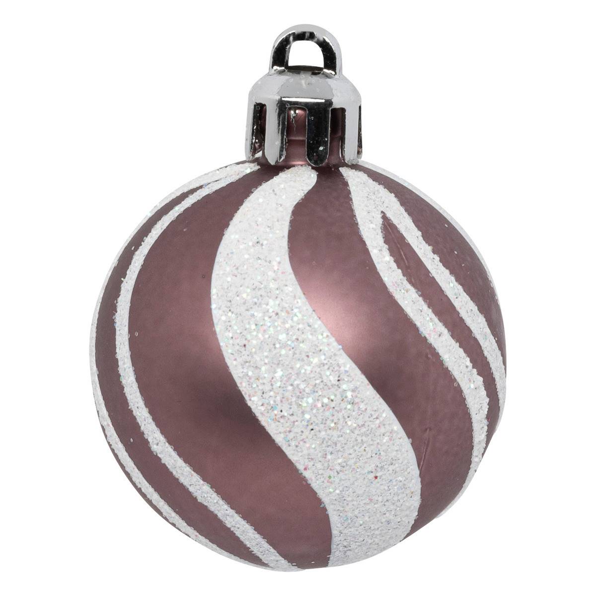 Fééric Lights & Christmas - Déco de sapin Lot de 12 Boules de Noël D 4 cm - Rose et Blanc - Image 4