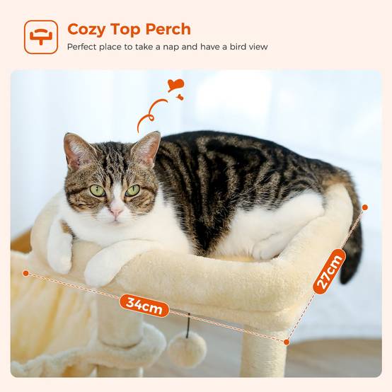 Petit Arbre à Chat 72 cm avec Hamac Beige PAWZ Road - Image 8