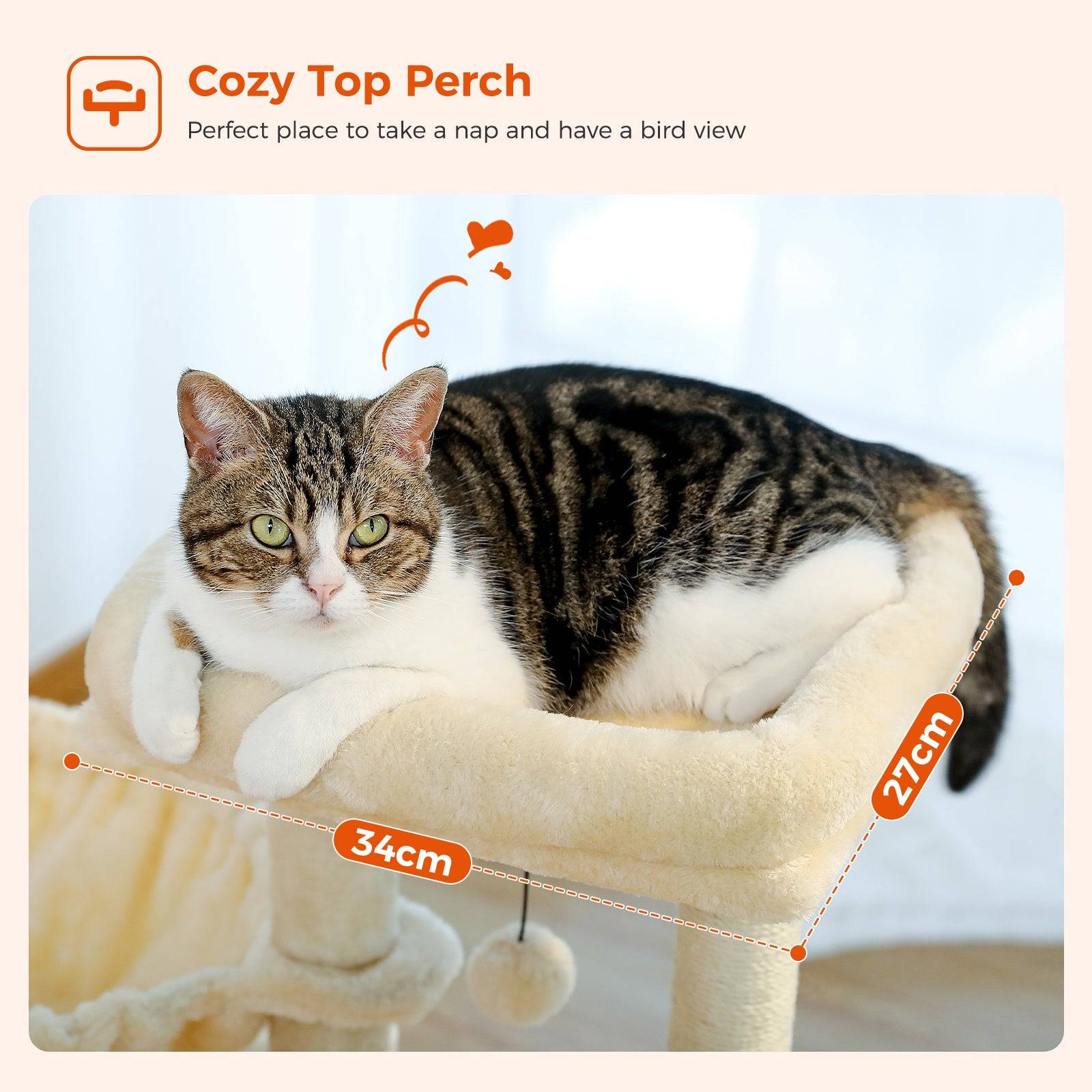Petit Arbre à Chat 72 cm avec Hamac Beige PAWZ Road - Image 8