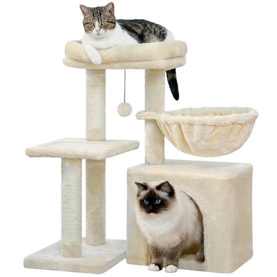 Petit Arbre à Chat 72 cm avec Hamac Beige PAWZ Road - Image 1