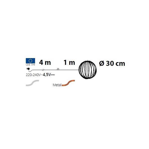Lotti - Sphère lumineuse 30CM 500 LED blanc chaud fil cuivre structure métal marron Lotti - Image 3