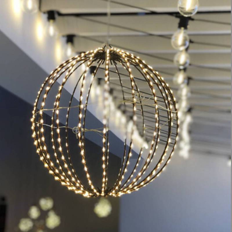 Lotti - Sphère lumineuse 30CM 500 LED blanc chaud fil cuivre structure métal marron Lotti - Image 7