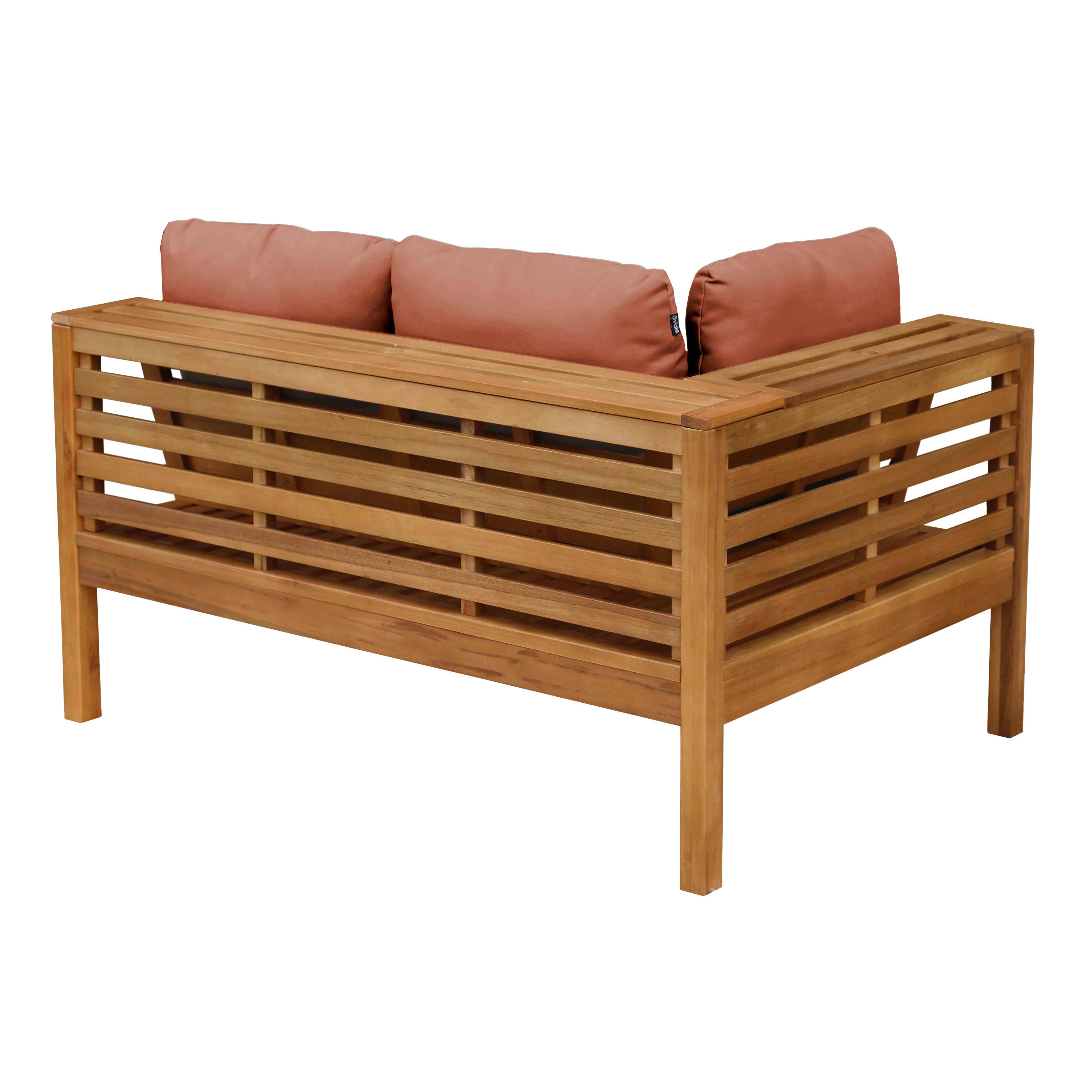 Oviala - Canapé gauche de jardin bas en bois d'eucalyptus terracotta Maupiti - Oviala - Image 6