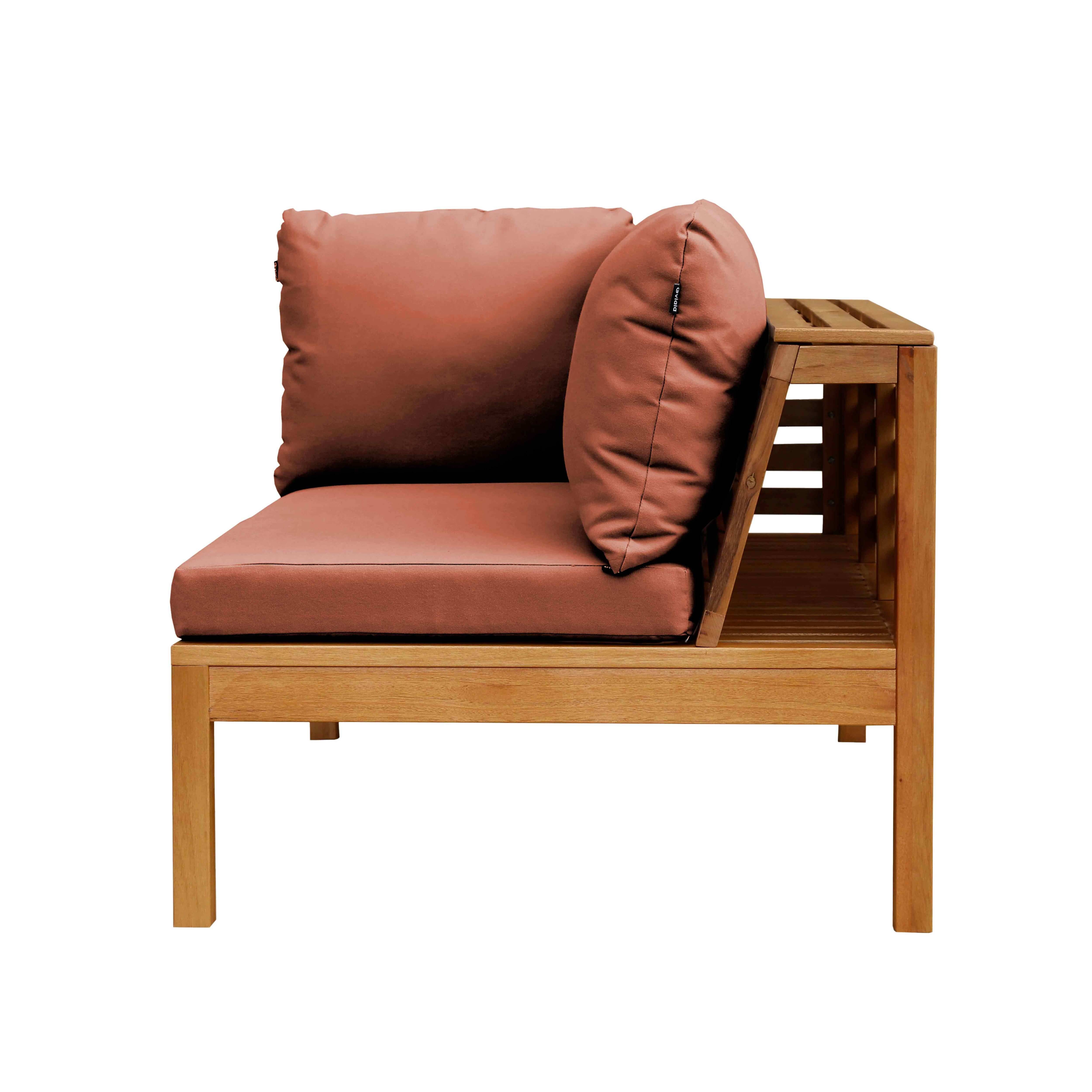 Oviala - Canapé gauche de jardin bas en bois d'eucalyptus terracotta Maupiti - Oviala - Image 5