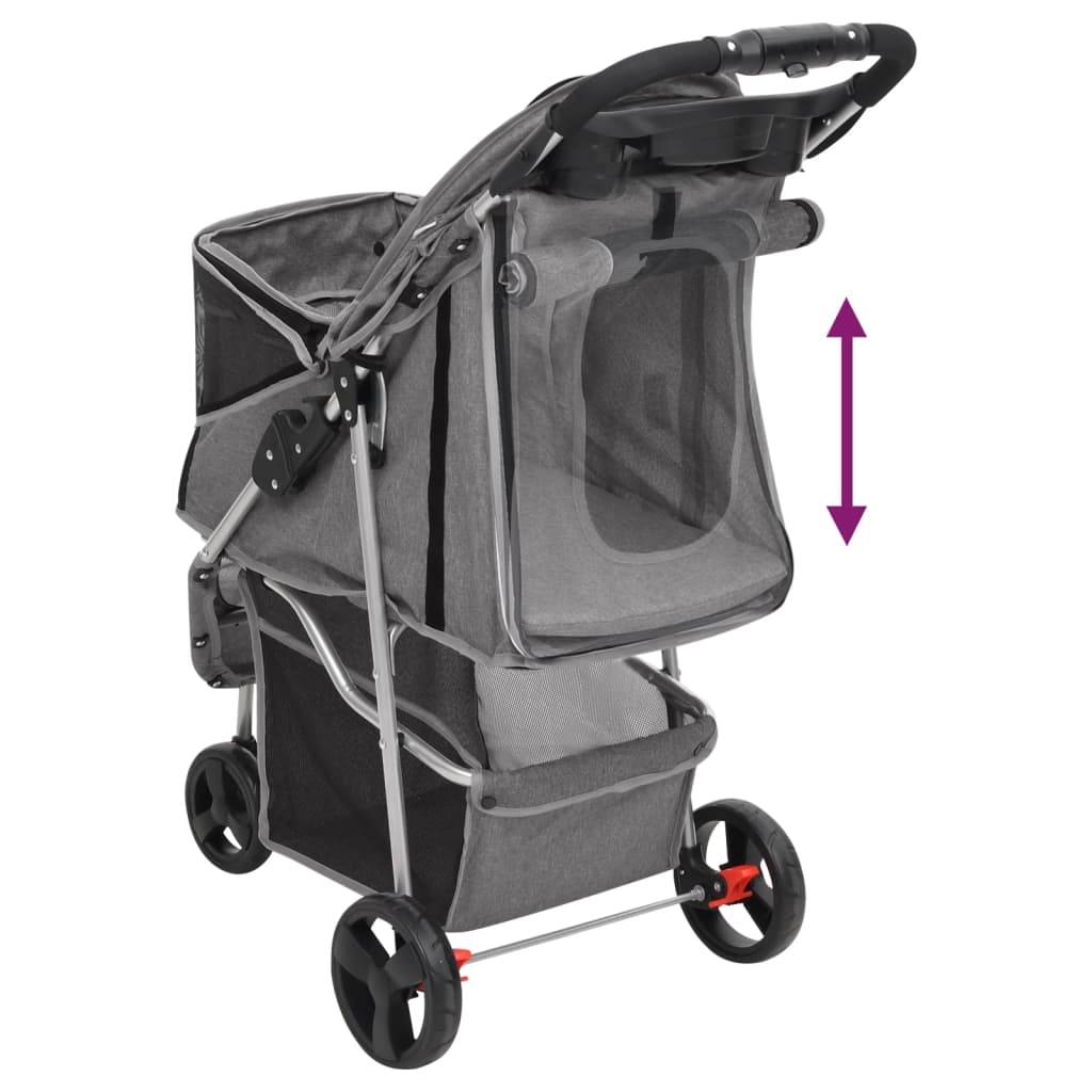Poussette pour chien acier et tissu gris 80 x 46 x 98 cm - PANGIVO - Image 7