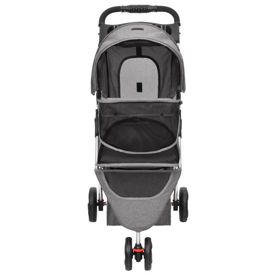 Poussette pour chien acier et tissu gris 80 x 46 x 98 cm - PANGIVO - Image 4