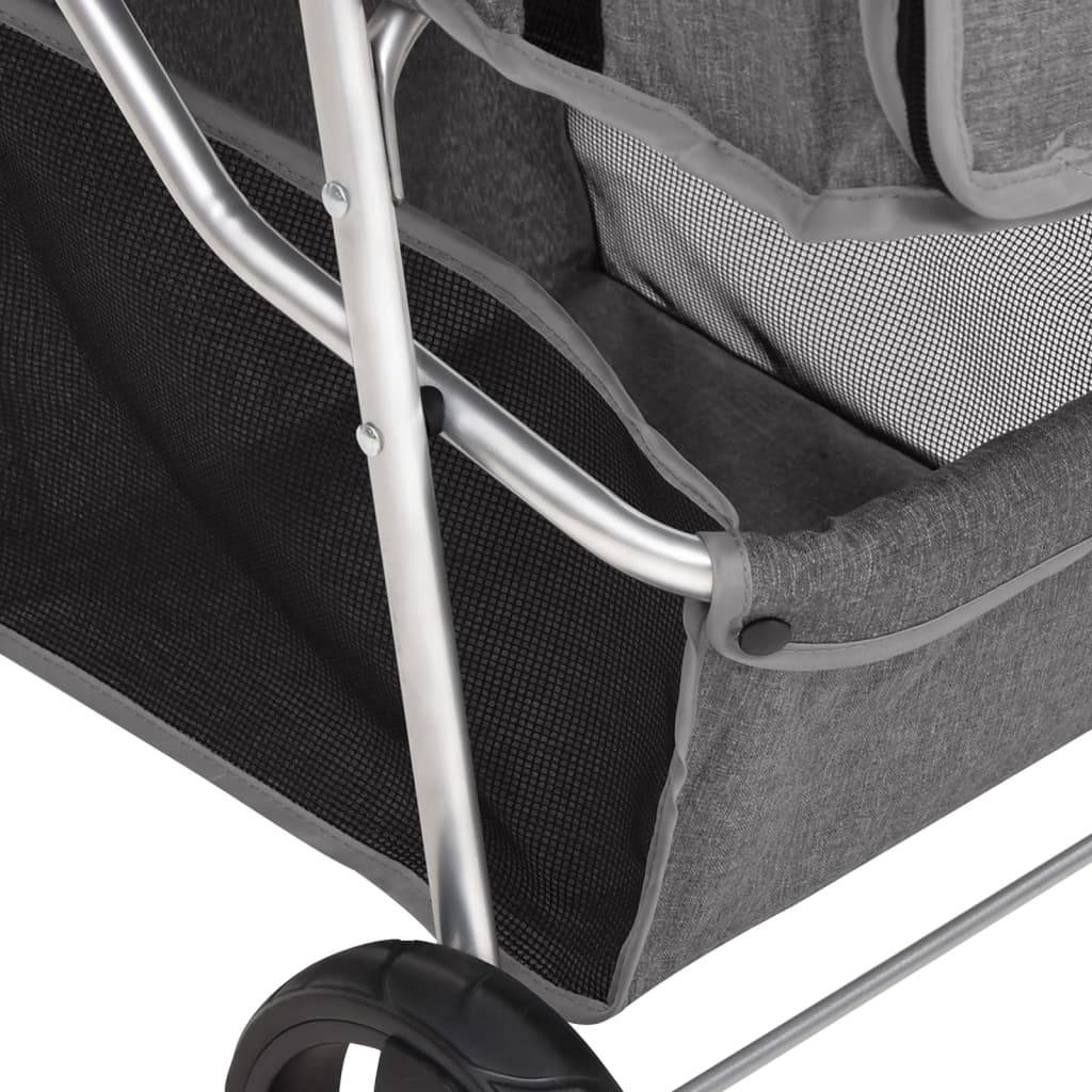 Poussette pour chien acier et tissu gris 80 x 46 x 98 cm - PANGIVO - Image 10