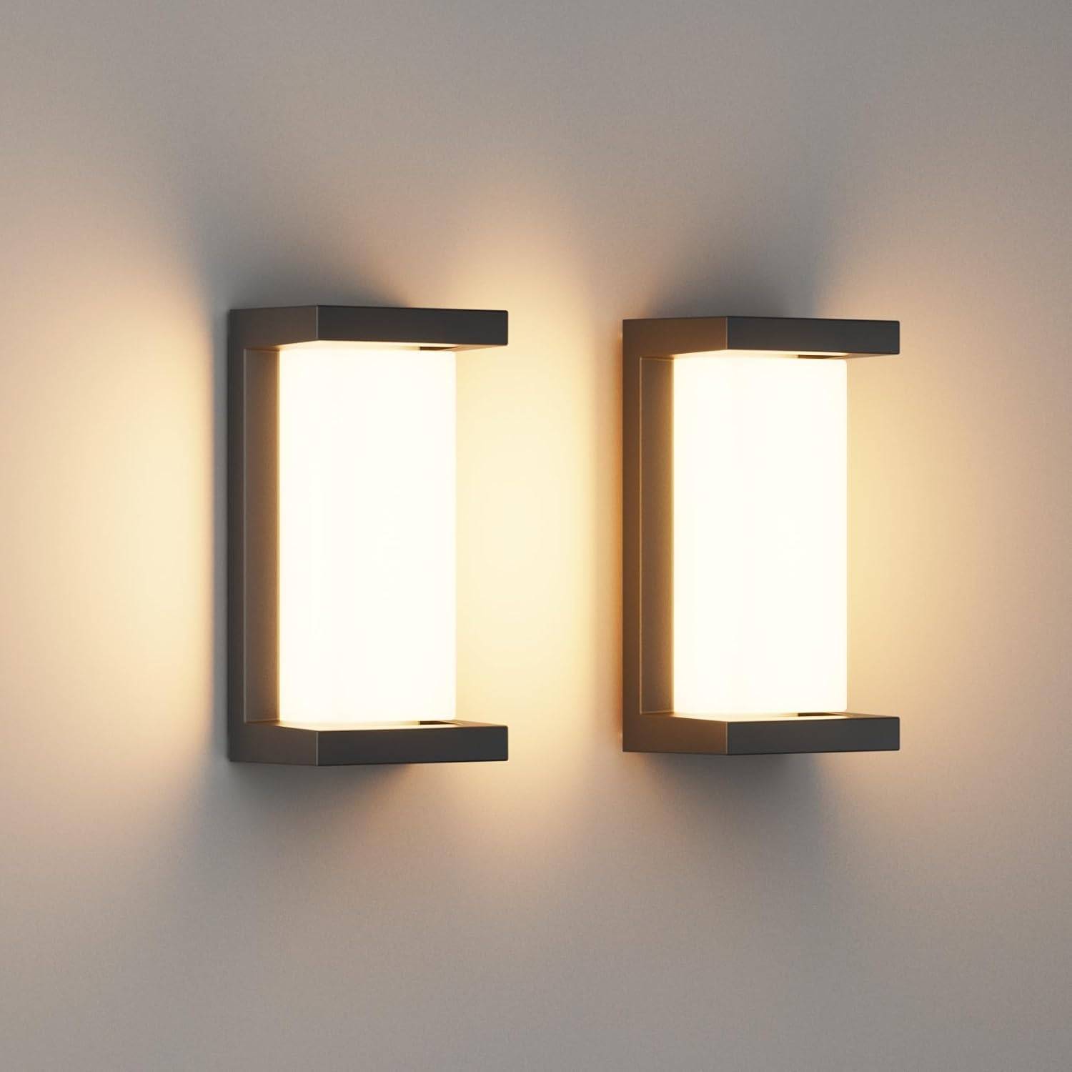 8 in 1 - Piece 24W LED Extérieur Applique Murale 3000K IP65 Imperméable Moderne Rectangulaire pour Intérieur Extérieur Patio Noir - Image 1