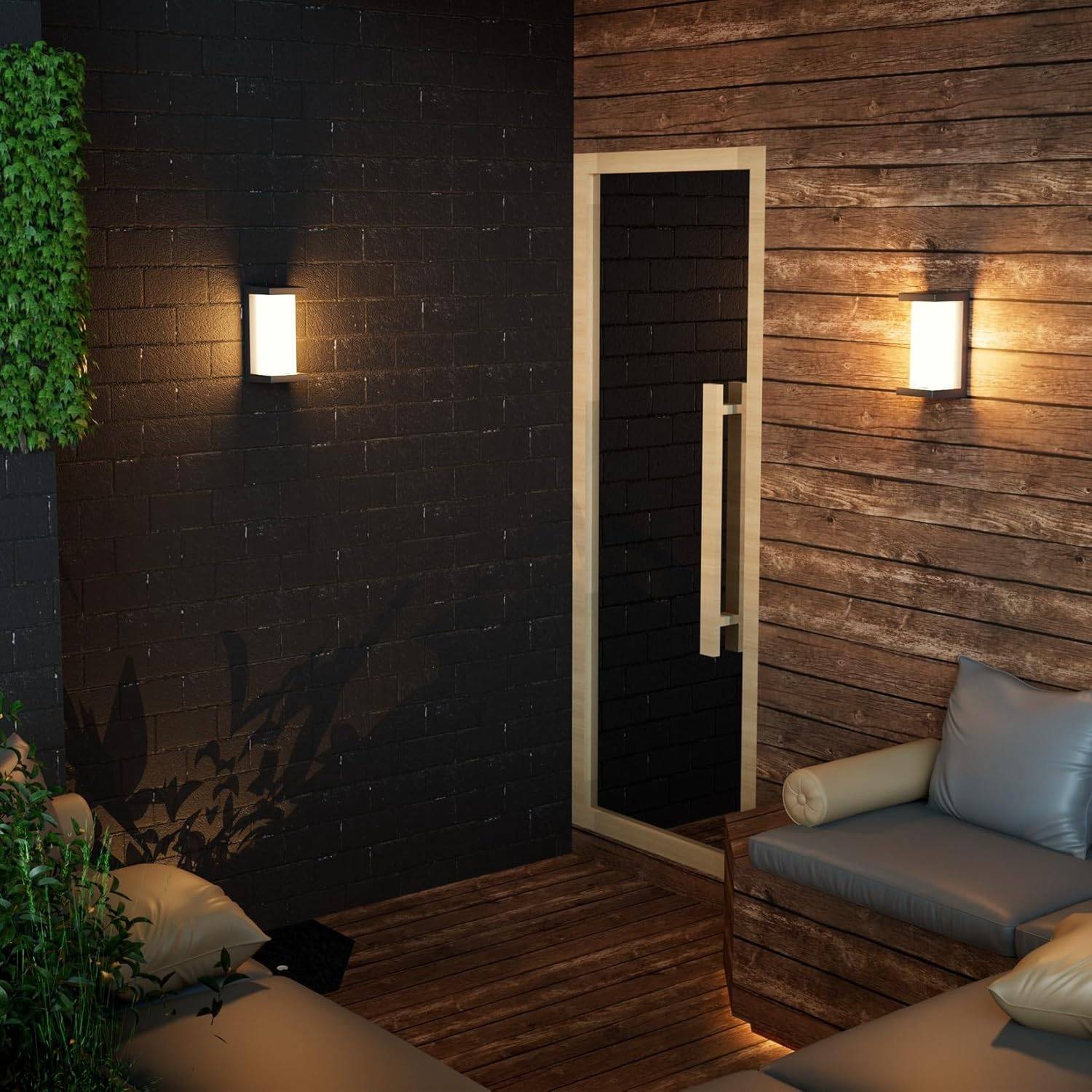 8 in 1 - Piece 24W LED Extérieur Applique Murale 3000K IP65 Imperméable Moderne Rectangulaire pour Intérieur Extérieur Patio Noir - Image 4