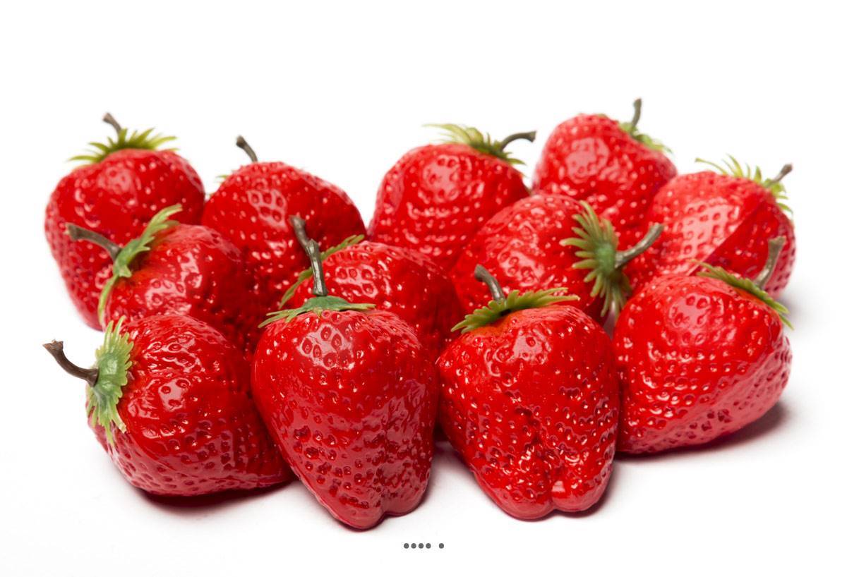 Artificielles - Fraise artificielle rouge en lot de 12 en Plastique soufflé H 50 mm - Image 1