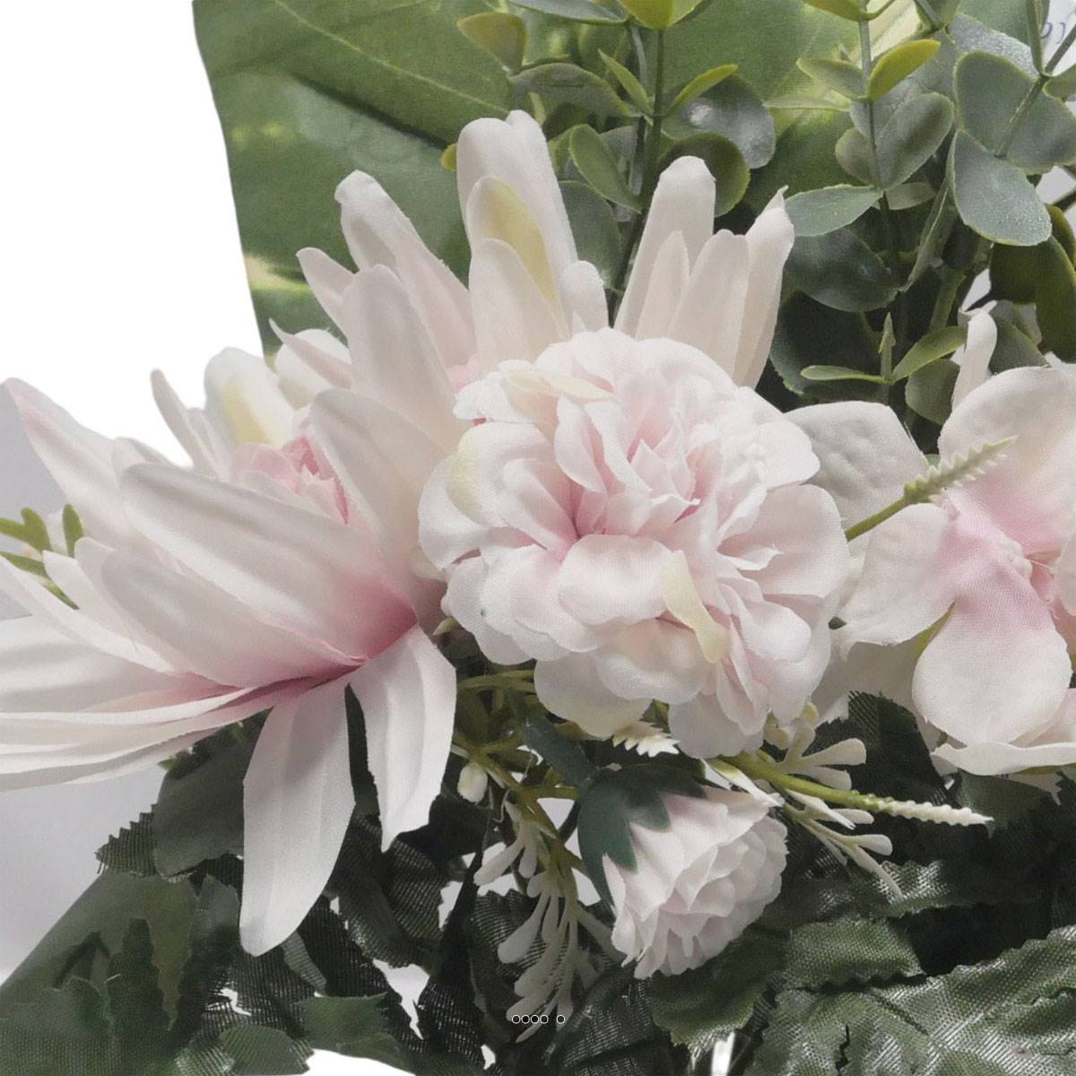 Jardinière pot beton Chrysanthème, Hortensia, Dahlia et eucalyptus Rose-crème - couleur: Rose-crème - Image 3