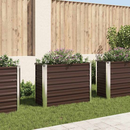 PANGIVO - Lit surélevé de jardin Acier galvanisé Marron 100 x 40 x 77 cm - PANGIVO - Image 1