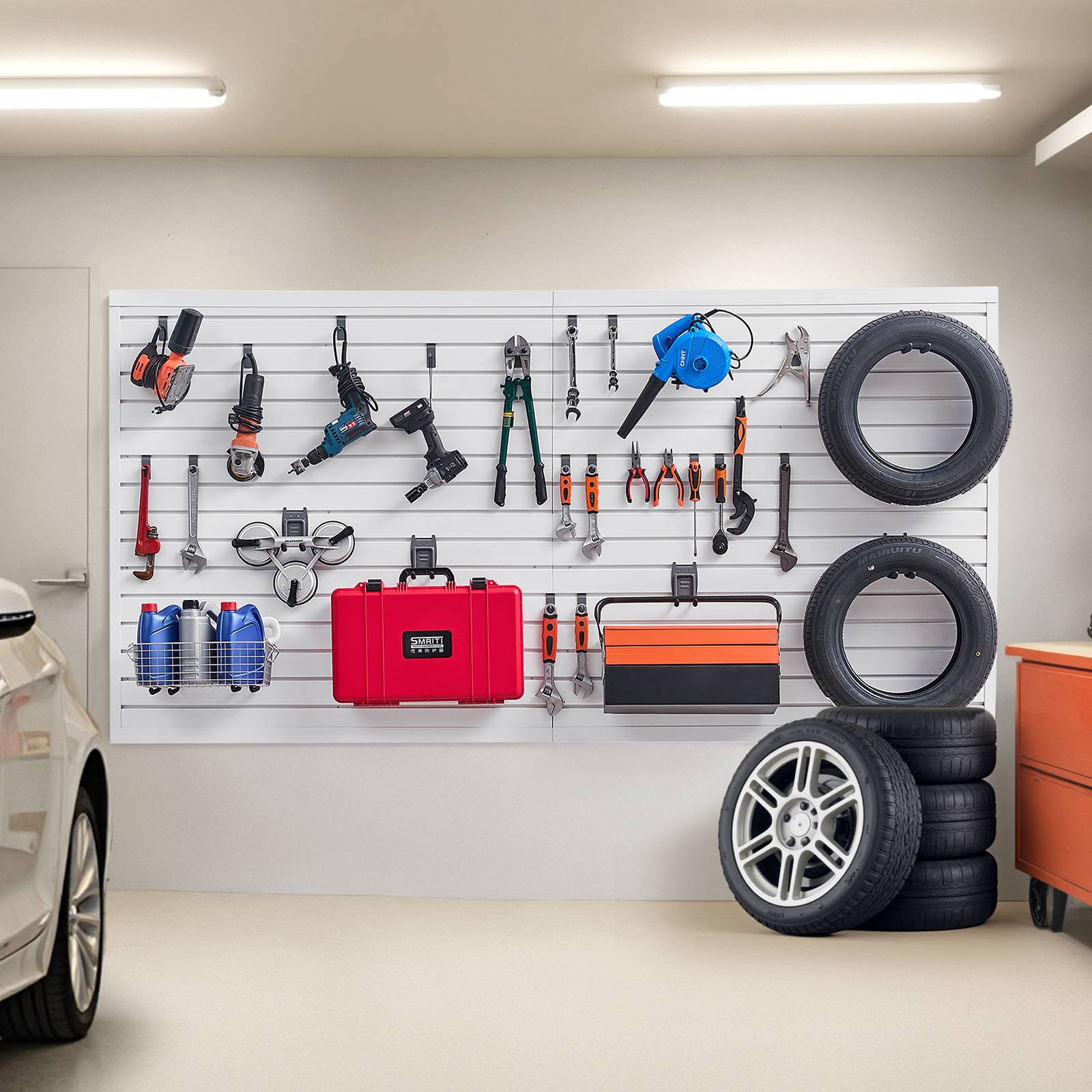 Vevor - VEVOR Panneau mural garage 1225x2450 mm, PVC, blanc, crochets. - Image 8