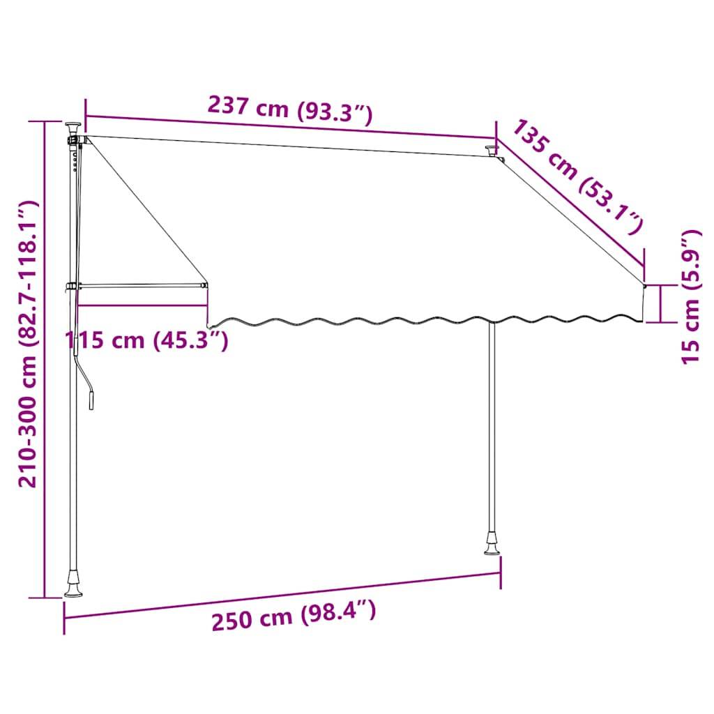 Vidaxl - Auvent rétractable crème 250x150 m tissu et acier vidaXL 368746 - Image 3