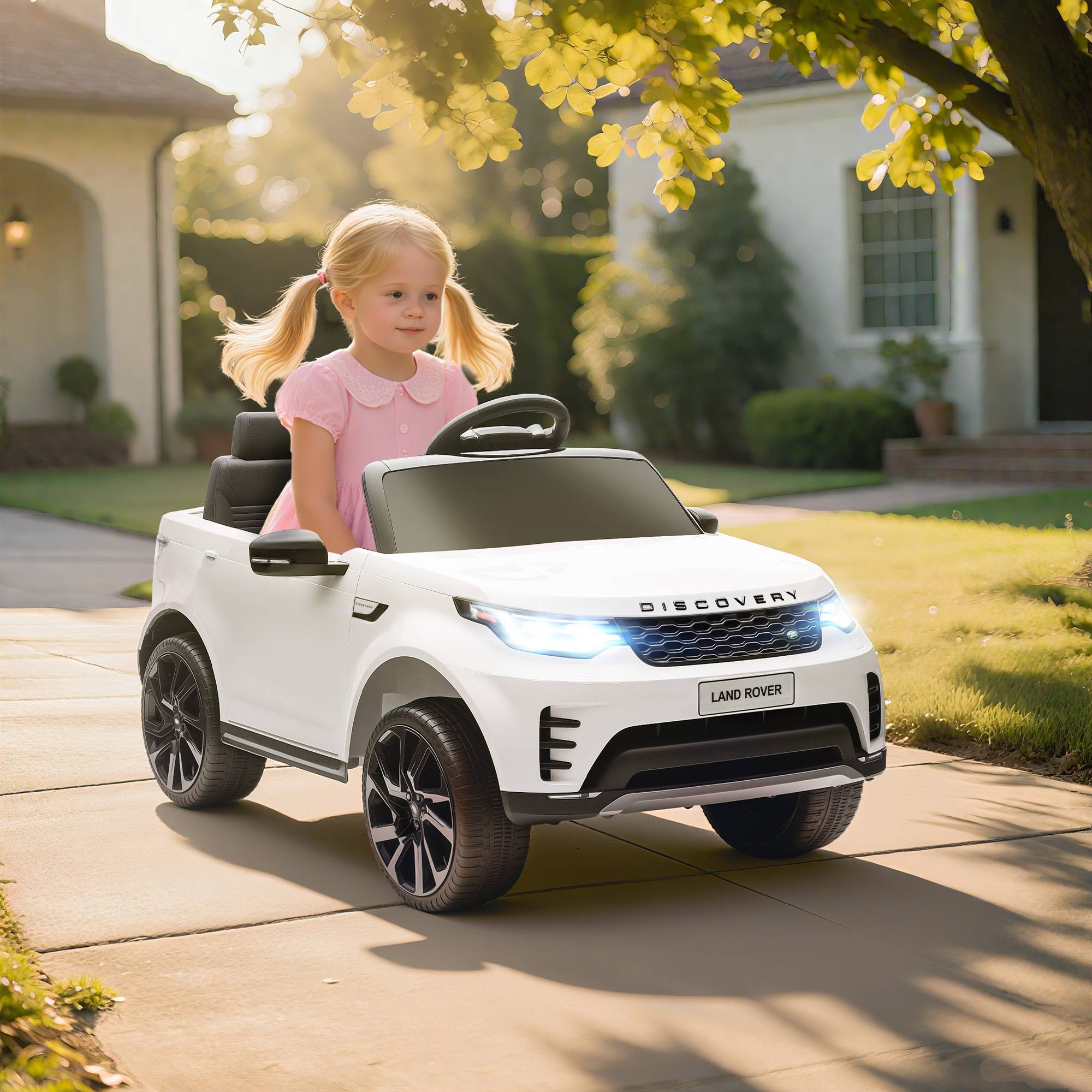 Voiture électrique enfant véhicule électrique Land Rover Discovery 12V télécommande 2,4 G 2 moteurs 105x68,5x58cm blanc - Image 4
