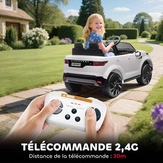Voiture électrique enfant véhicule électrique Land Rover Discovery 12V télécommande 2,4 G 2 moteurs 105x68,5x58cm blanc - Image 9