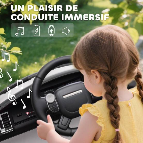 Voiture électrique enfant véhicule électrique Land Rover Discovery 12V télécommande 2,4 G 2 moteurs 105x68,5x58cm blanc - Image 10