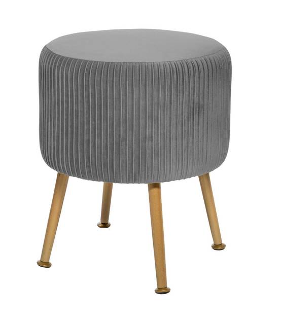 Tabouret en Velours Gris plissé H 41 cm - Image 1