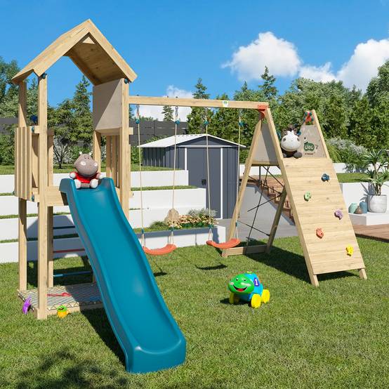 Trigano Jardin - Aire de jeux bois 2,20 m OLYMPIA XPLORER 2 - 9 enfants - Image 7