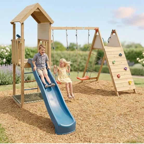 Trigano Jardin - Aire de jeux bois 2,20 m OLYMPIA XPLORER 2 - 9 enfants - Image 2