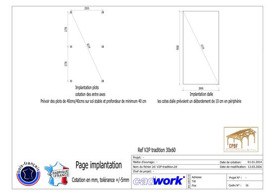 Cpbf Charpentes - Carport bois 2 pentes en bois douglas 18 m², 6 poteaux. Abri voiture extérieur. garantie 10 ans - Image 4