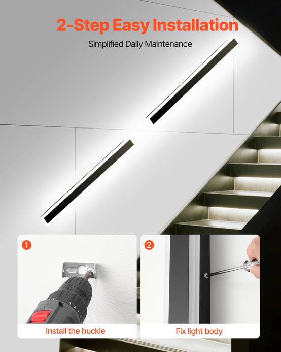 VEVOR Applique Murale Extérieur Éclairage LED 18 W Lot de 2 1 m 2700 K-6000 K - Image 5