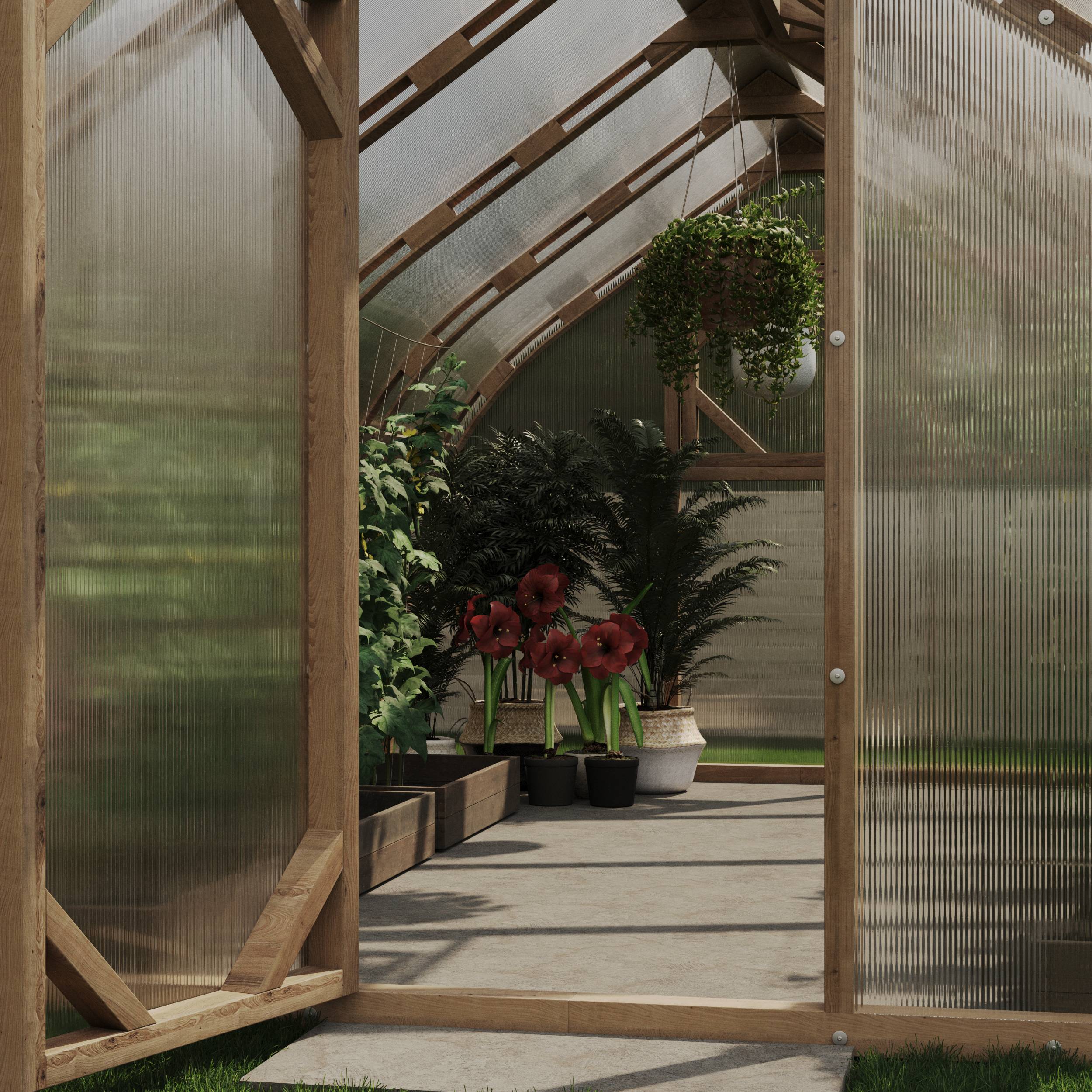 Serre en bois 18m² Norhage Tre 300 - Polycarbonate 16mm - Image 4