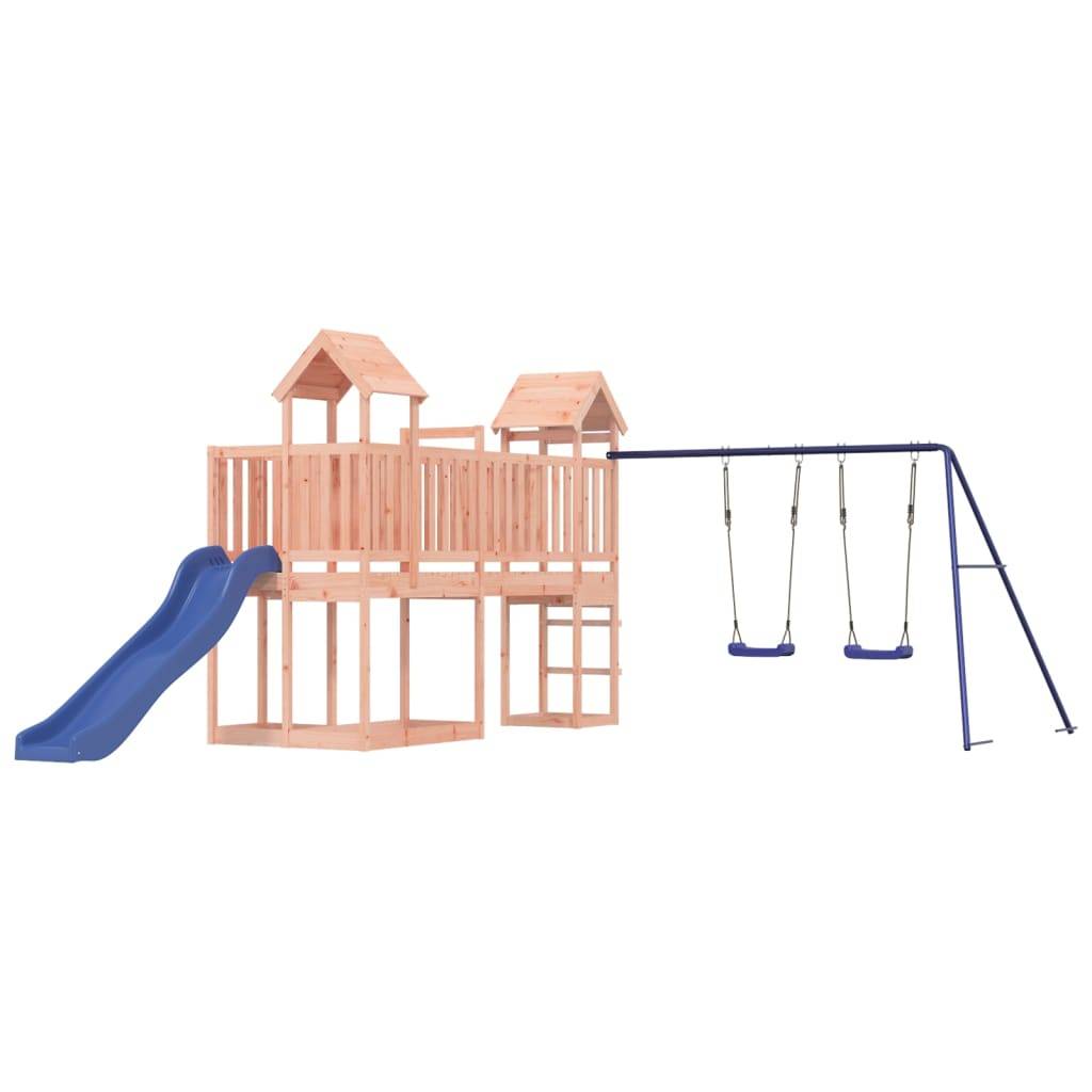 Helloshop26 - Aire de jeux d'extérieur balançoires toboggan portiques robuste jeux jardin 357 x 524 x 214 cm bois massif de douglas - Image 1