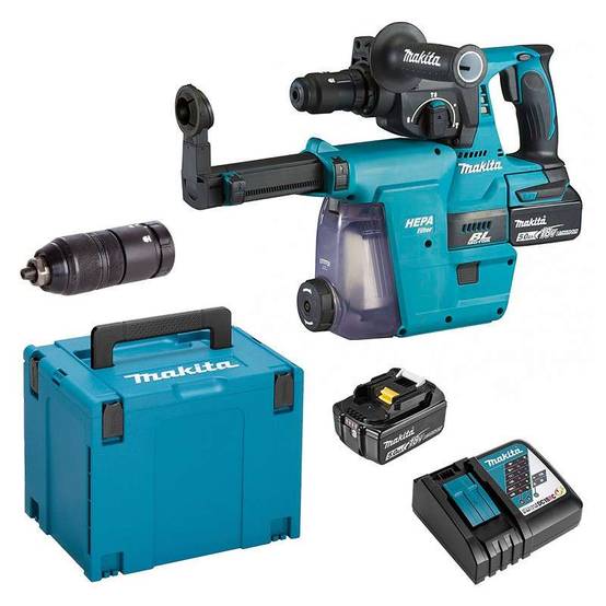 Perforateur SDS-PLUS LXT ® - MAKITA - avec 2 batterie 18V 5Ah - chargeur - MAKPAC - DHR183RTWJ - Image 1