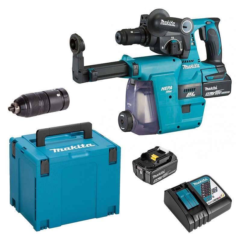 Perforateur SDS-PLUS LXT ® - MAKITA - avec 2 batterie 18V 5Ah - chargeur - MAKPAC - DHR183RTWJ - Image 1