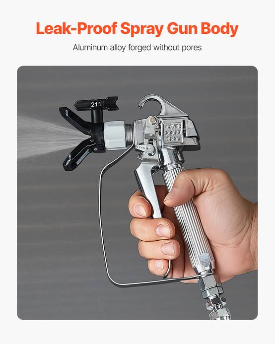 VEVOR Pistolet pulvérisateur peinture sans air, 248 bar, 5 embouts. - Image 3