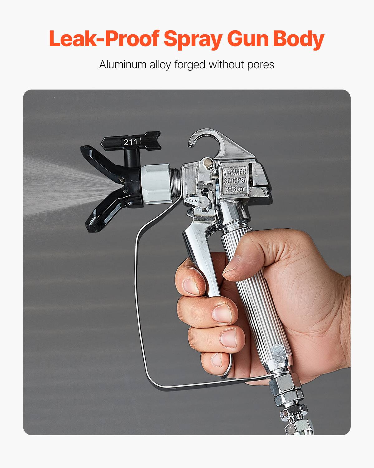 VEVOR Pistolet pulvérisateur peinture sans air, 248 bar, 5 embouts. - Image 3