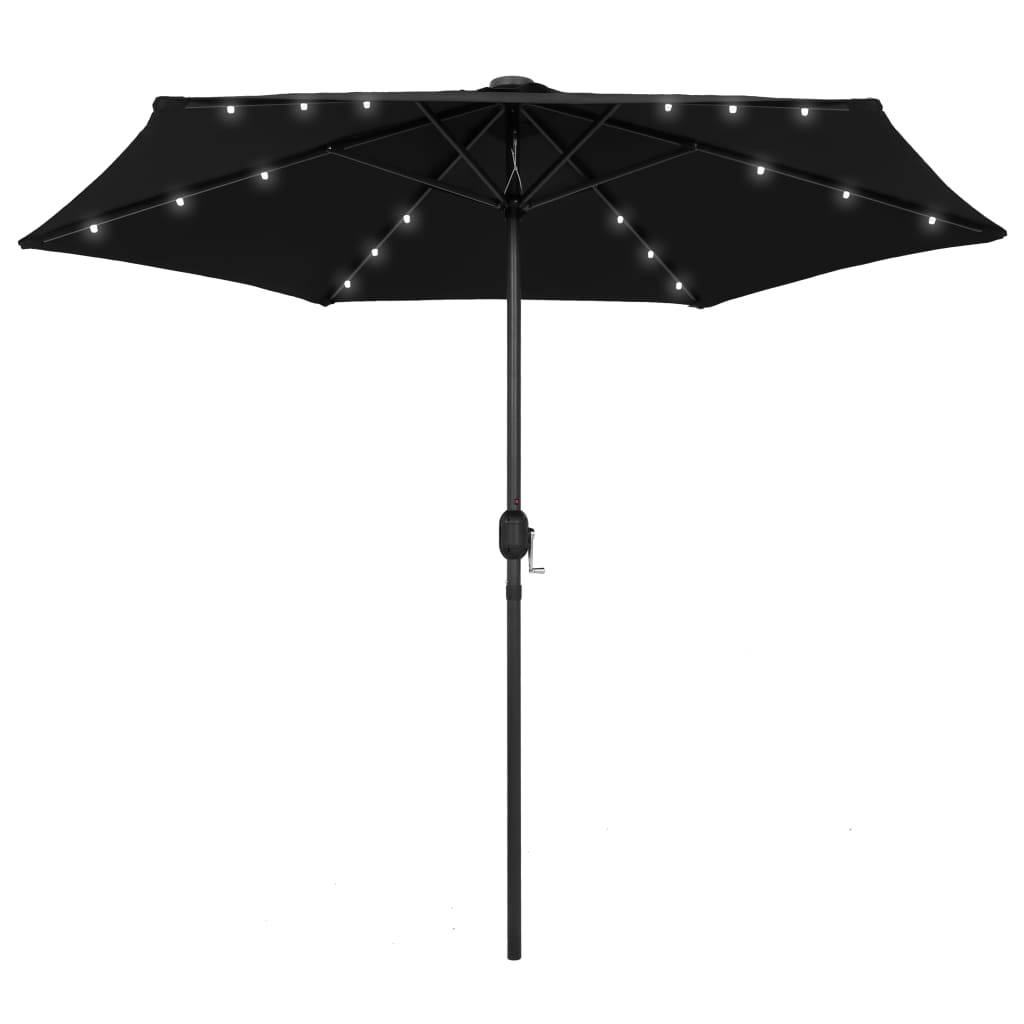 Helloshop26 - Parasol avec led et mât en aluminium 270 cm noir - Image 1