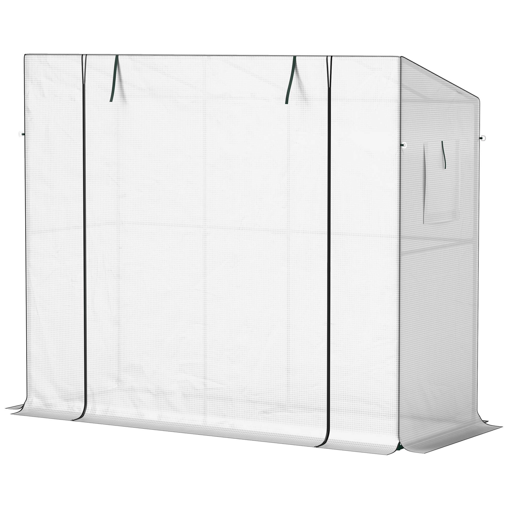 Serre adossée acier murale croissance plantes grimpantes 200x76x170cm blanc - ComfortXL Outdoor Living - Image 2