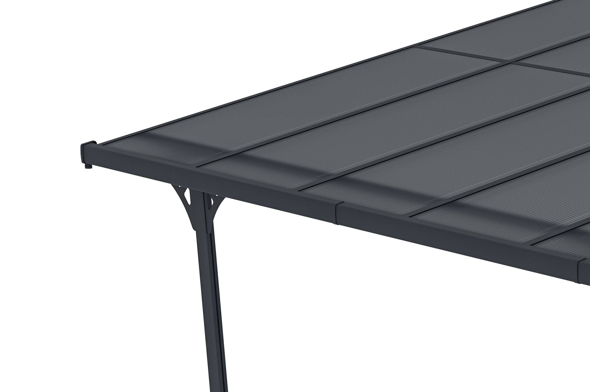 Cazeboo Pergola/Carport adossée 16,5 m² KLEO 5,5x3 m gris - toit terrasse en aluminium et polycarbonate - Image 7