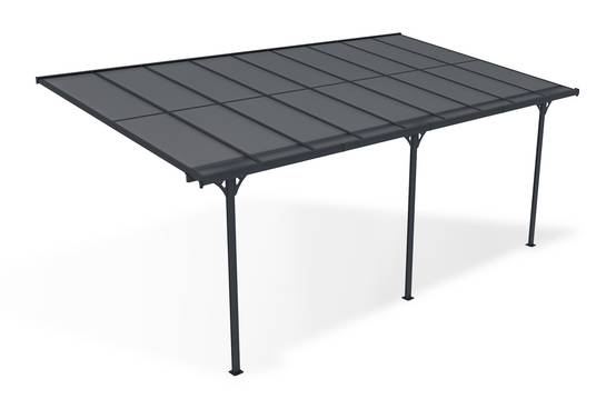 Cazeboo Pergola/Carport adossée 16,5 m² KLEO 5,5x3 m gris - toit terrasse en aluminium et polycarbonate - Image 5