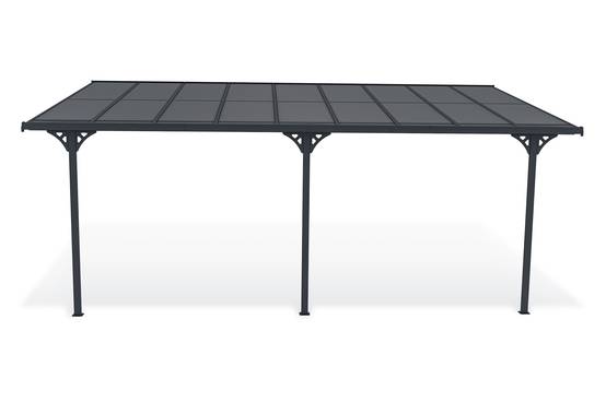 Cazeboo Pergola/Carport adossée 16,5 m² KLEO 5,5x3 m gris - toit terrasse en aluminium et polycarbonate - Image 3