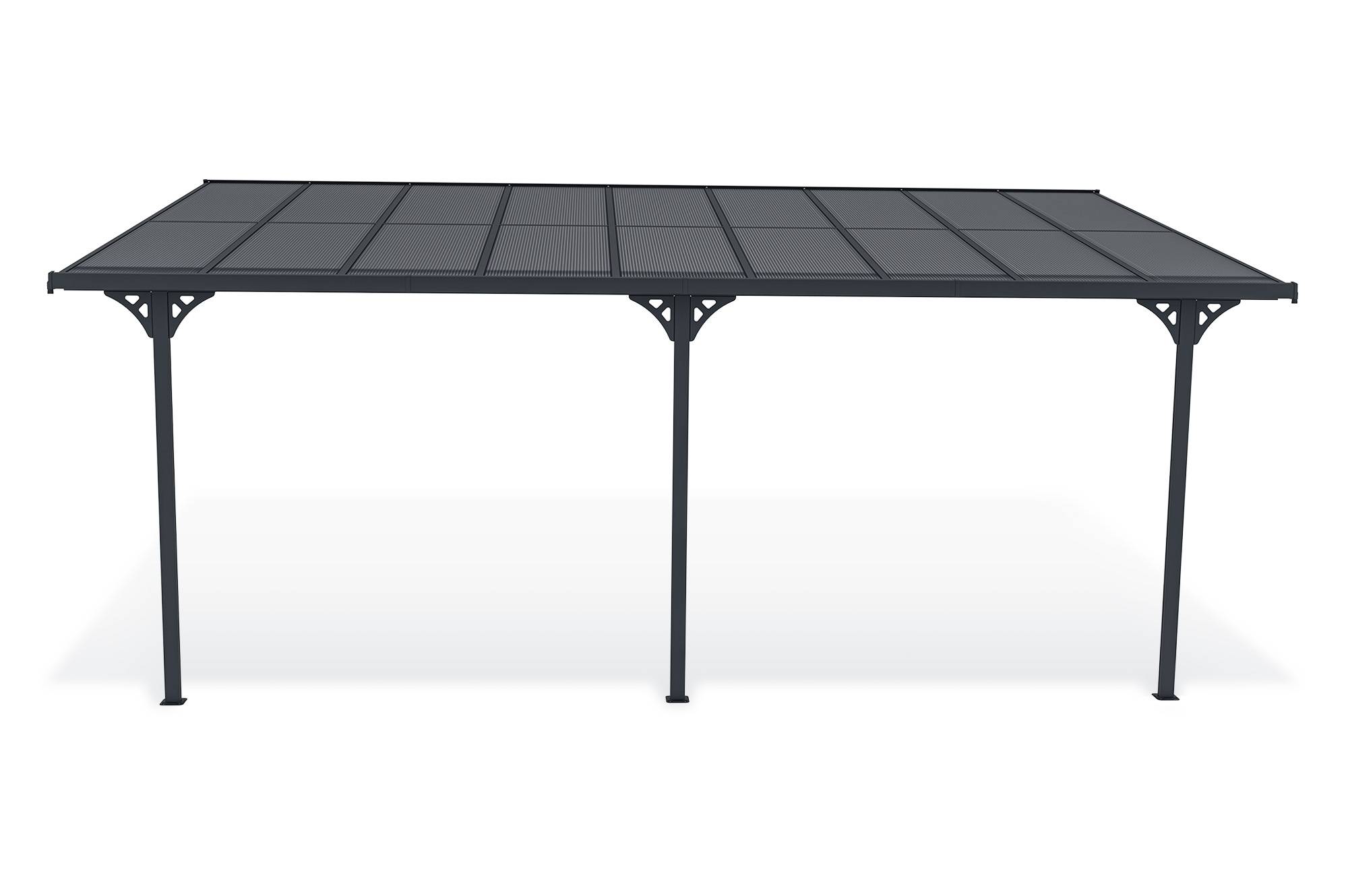Cazeboo Pergola/Carport adossée 16,5 m² KLEO 5,5x3 m gris - toit terrasse en aluminium et polycarbonate - Image 3
