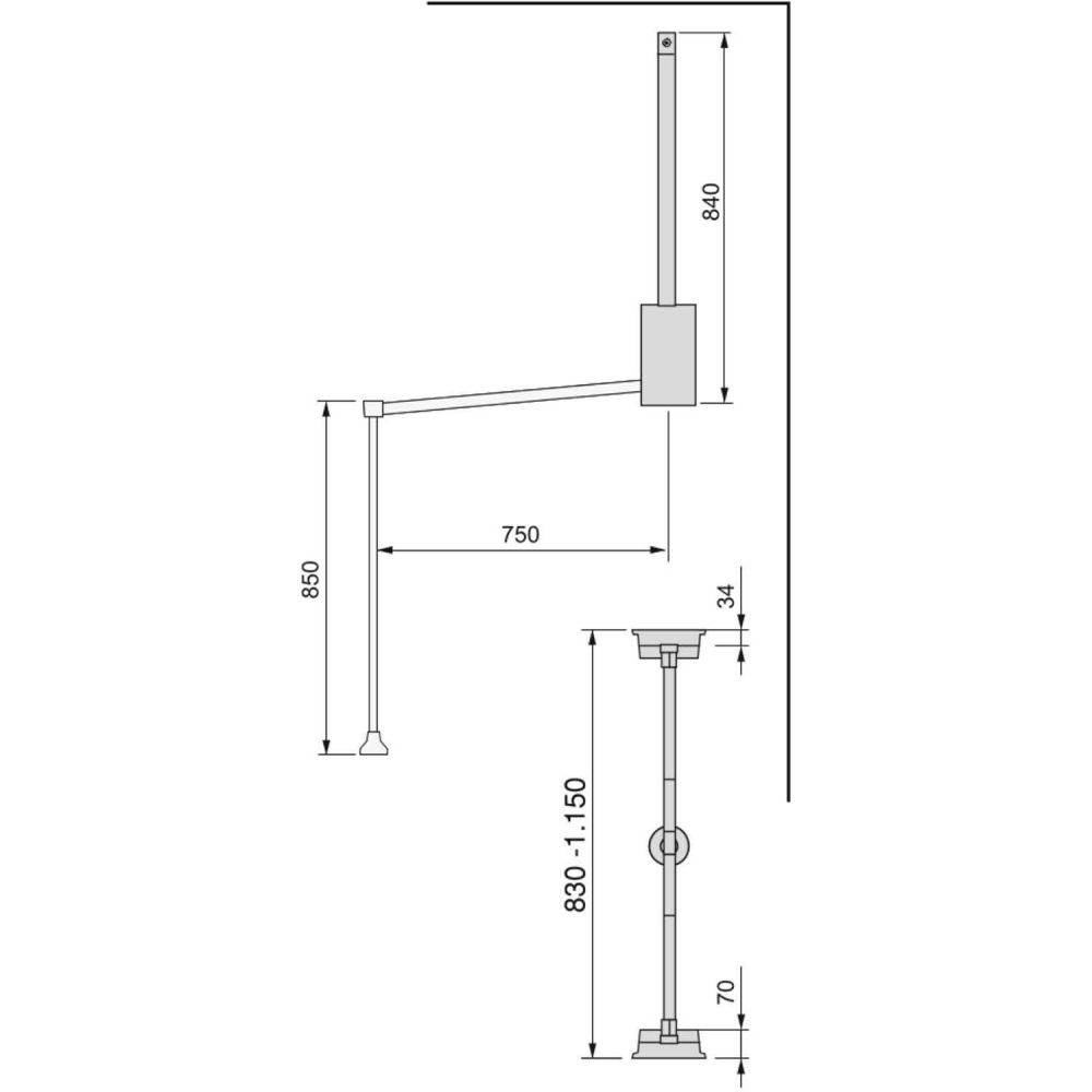 Emuca - Penderie rabattable chromée pour armoire Hang Largeur réglable de 83 à 150 cm - Image 4